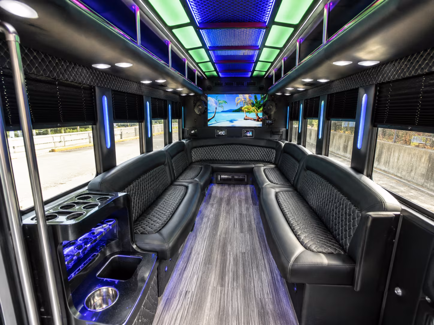 fort lauderdale 18 passenger party bus inside